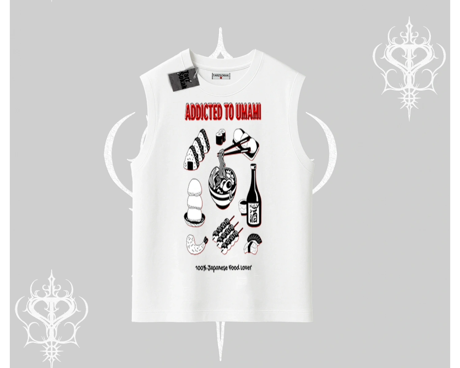 Kolsuz Tshirt Japon Mutfağı Umami Temalı Baskılı