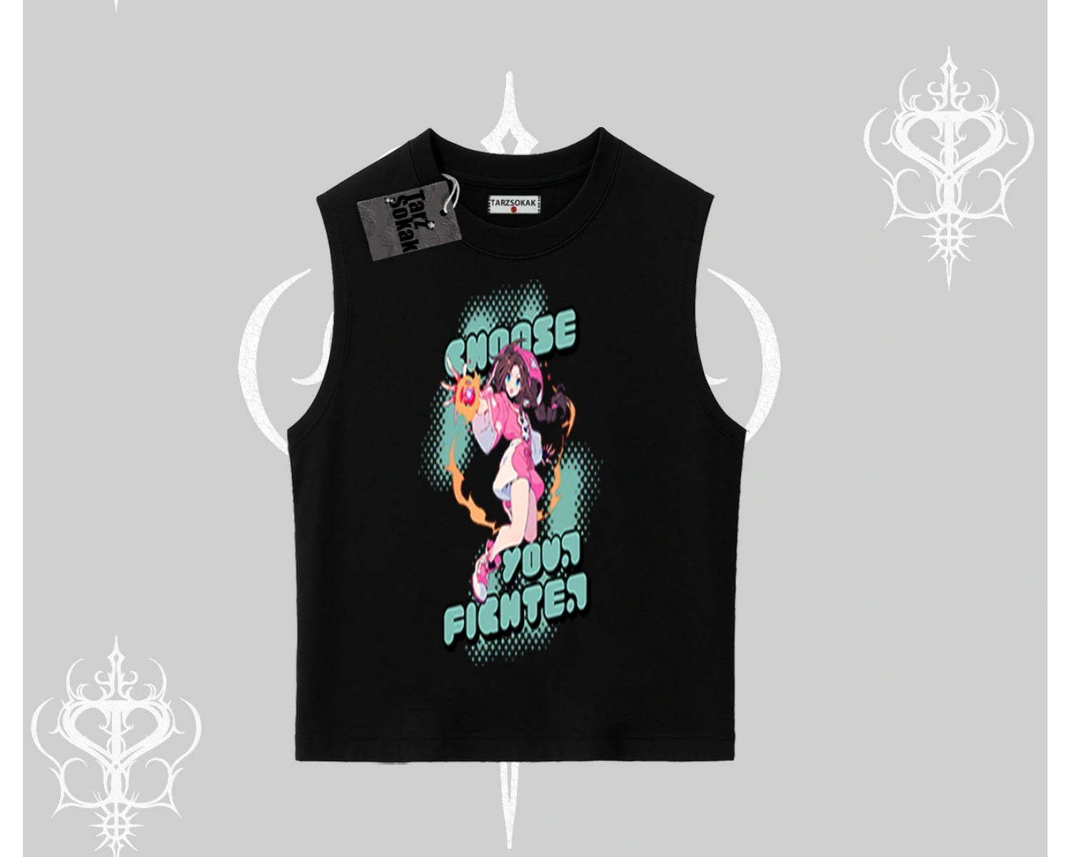 Kolsuz Tshirt Oversize  Anime Kız Desenli Japon Stil