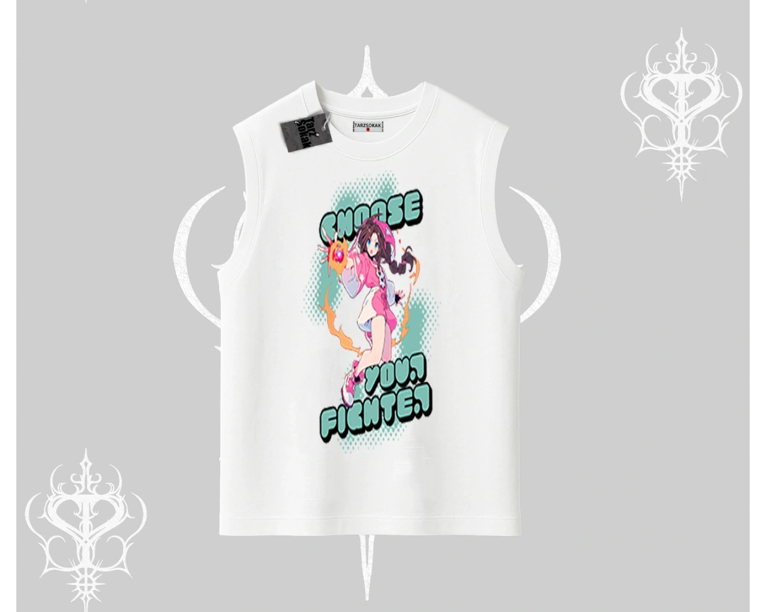 Kolsuz Tshirt Oversize  Anime Kız Desenli Japon Stil