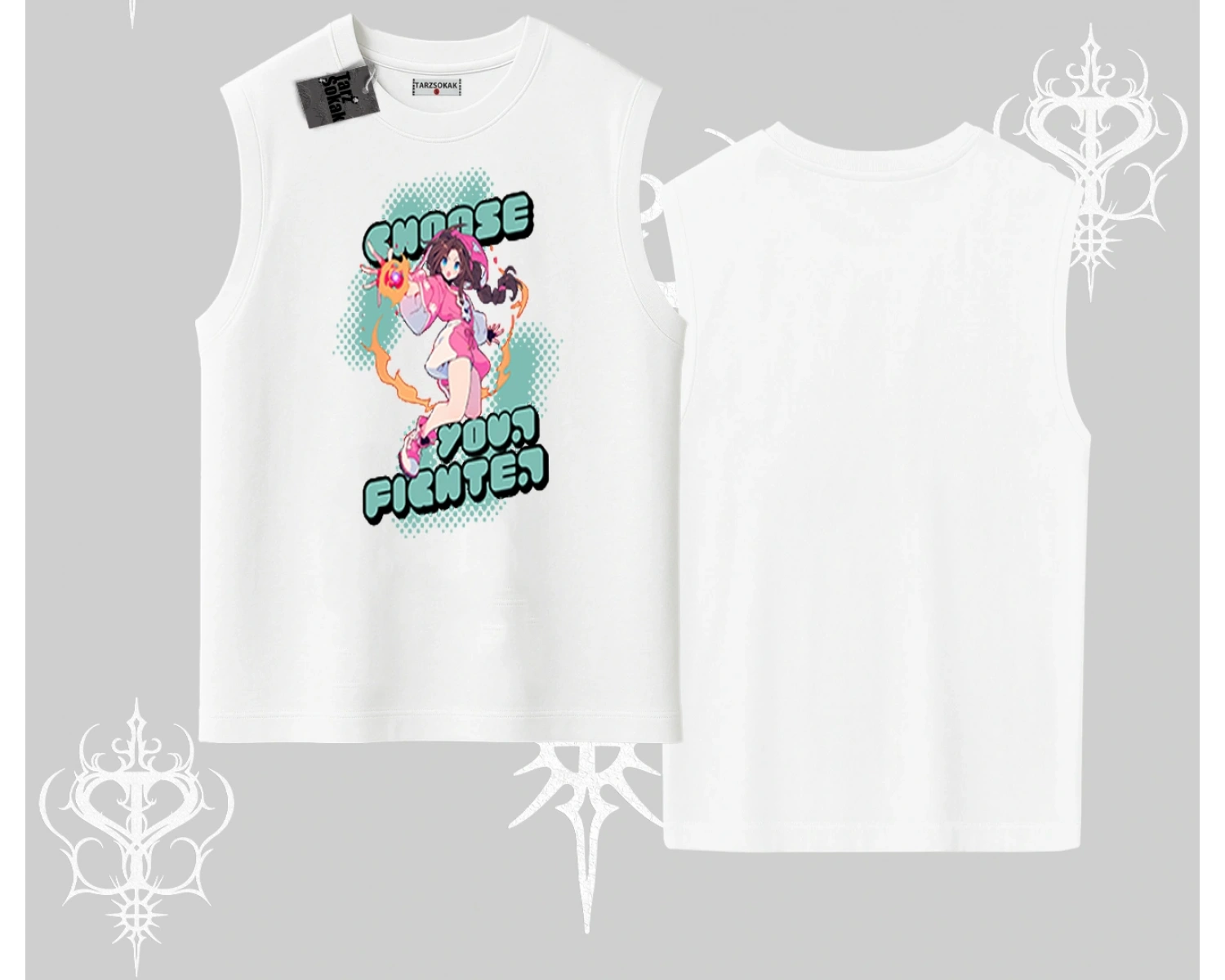 Kolsuz Tshirt Oversize  Anime Kız Desenli Japon Stil