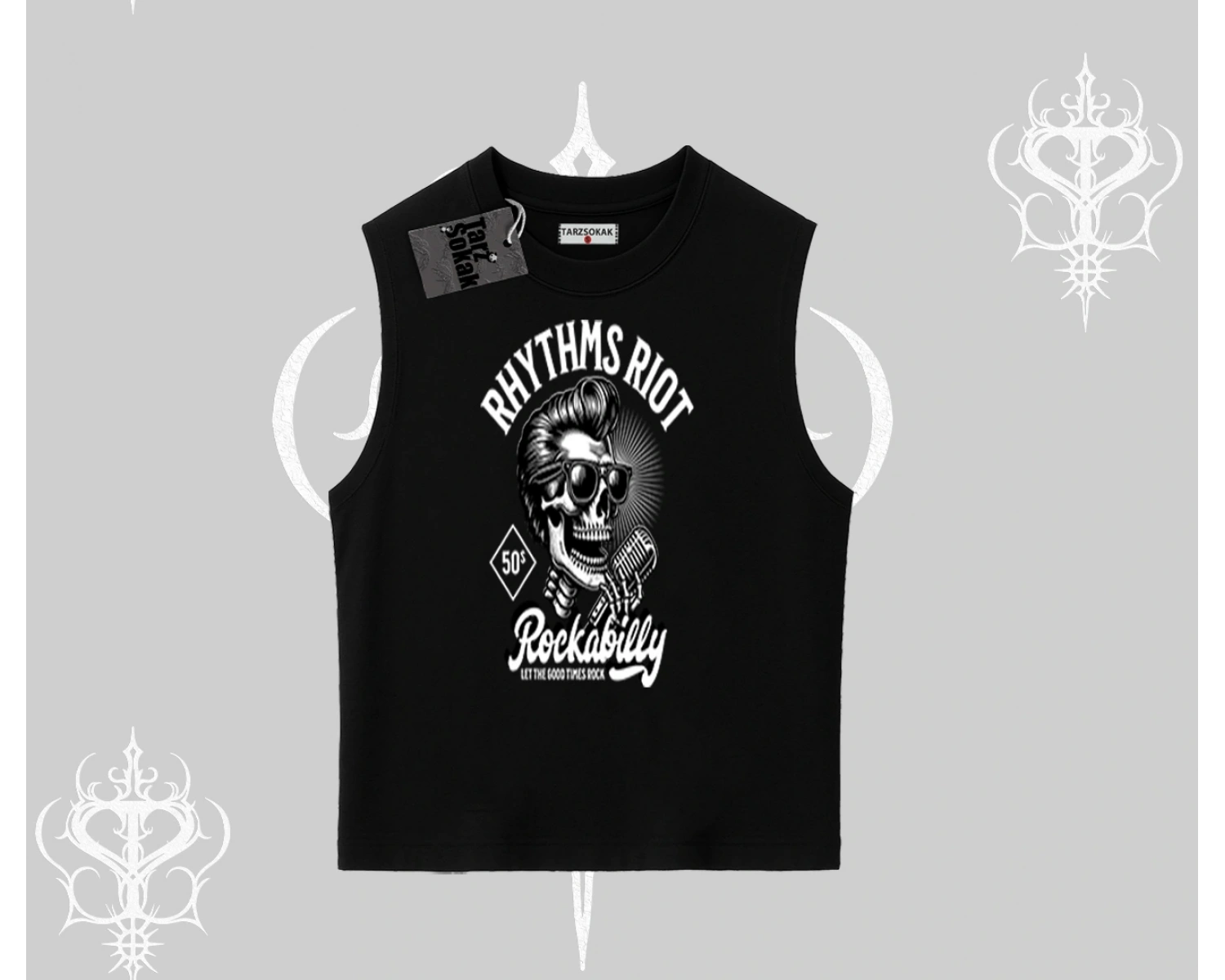 Kolsuz Tshirt Rhythms Riot Vintage Rockabilly Skull Street Aesthetic