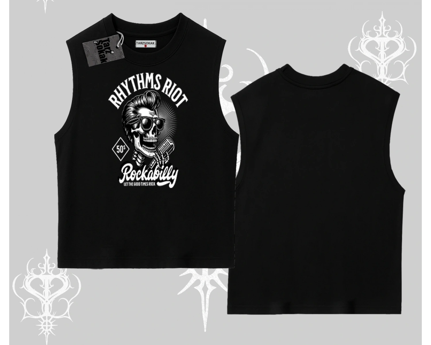 Kolsuz Tshirt Rhythms Riot Vintage Rockabilly Skull Street Aesthetic