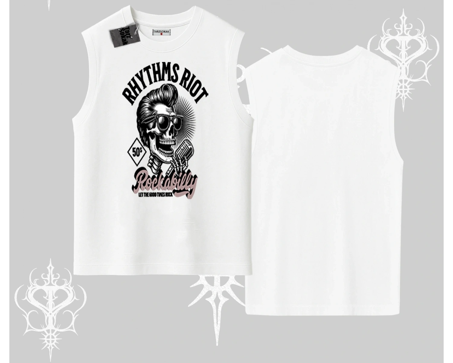 Kolsuz Tshirt Rhythms Riot Vintage Rockabilly Skull Street Aesthetic