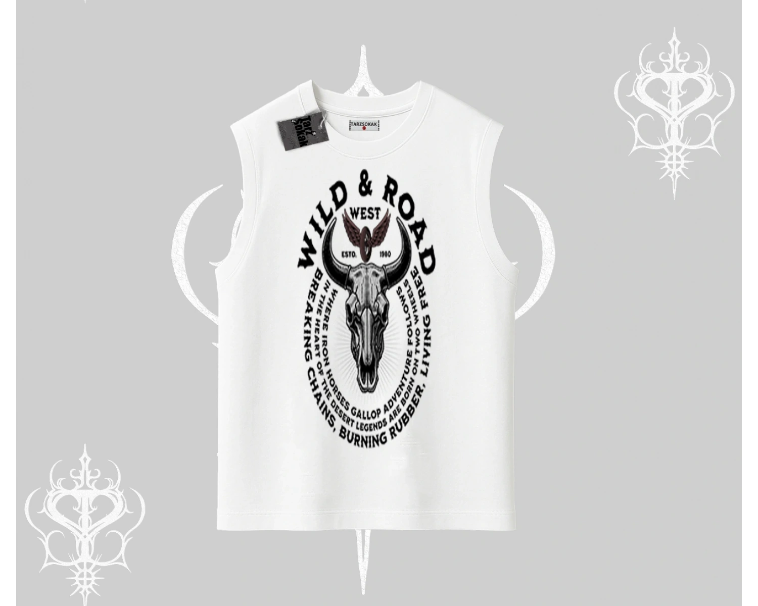 Kolsuz Tshirt Wild & Road Western Skull Biker Street Culture