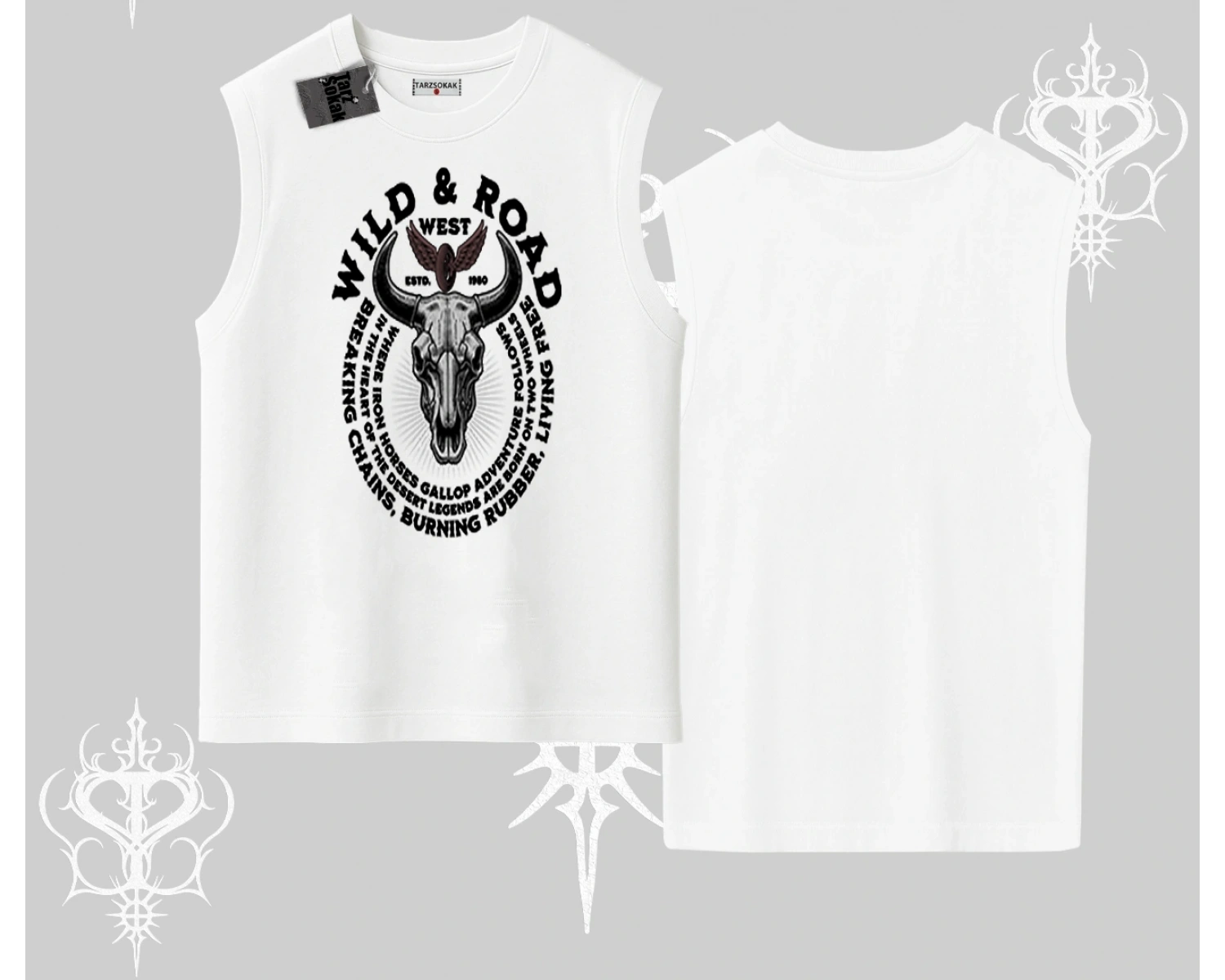 Kolsuz Tshirt Wild & Road Western Skull Biker Street Culture