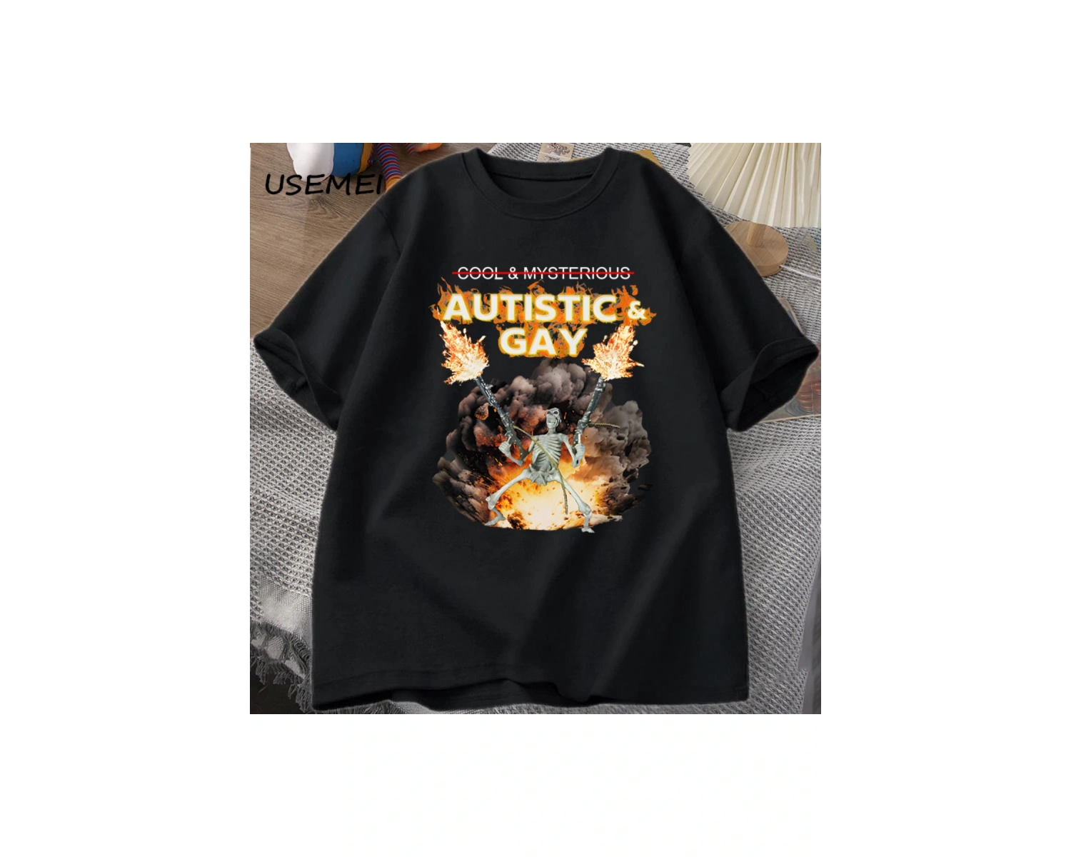 Komik Fan kedi grafik T Shirt kadın erkek pamuk T-shirt rahat yaz kısa kollu Teeerkek 2806