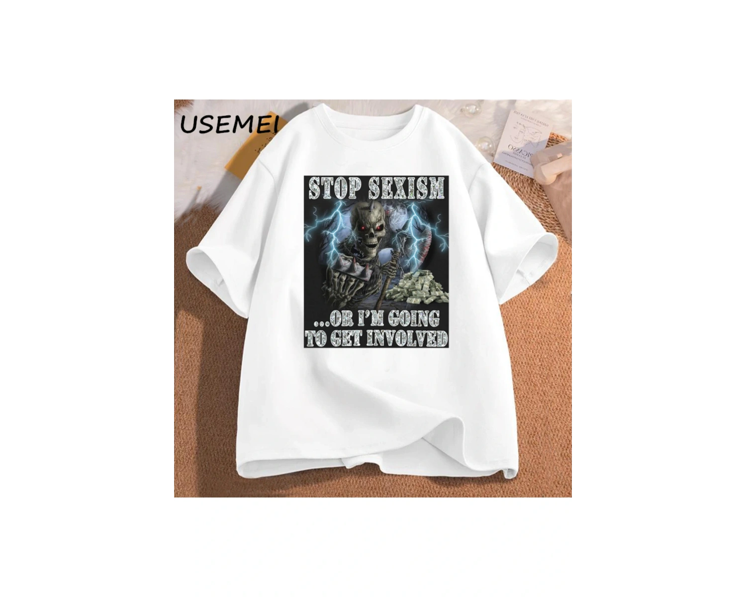 Komik iskelet Tshirt pamuklu t-shirt rahat kısa kollu adam giysileri baskılı kafatası grafik 3038