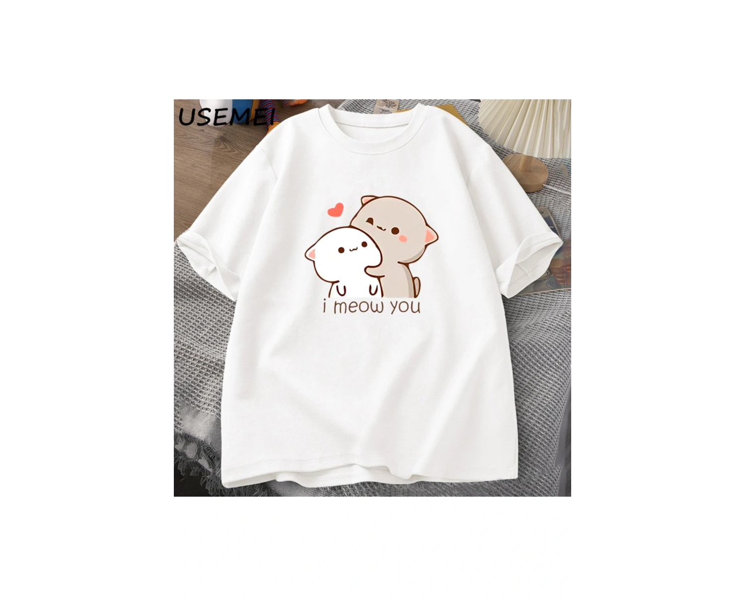 Komik kedi baskılı tişört sevimli Bubu Dudu Tshirt yaz pamuk kısa kollu Teekadın erke 2914