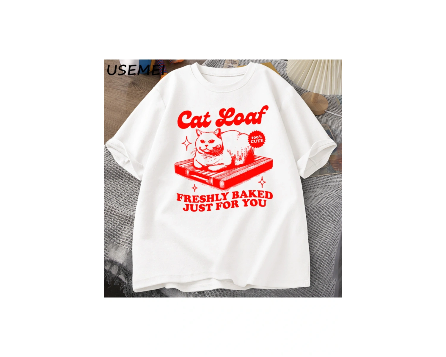 Komik kedi Loaf t-shirt erkek kadın Retro tişörtleri kedi sevgilisi grafik Tees Unisex yaz pa 3028