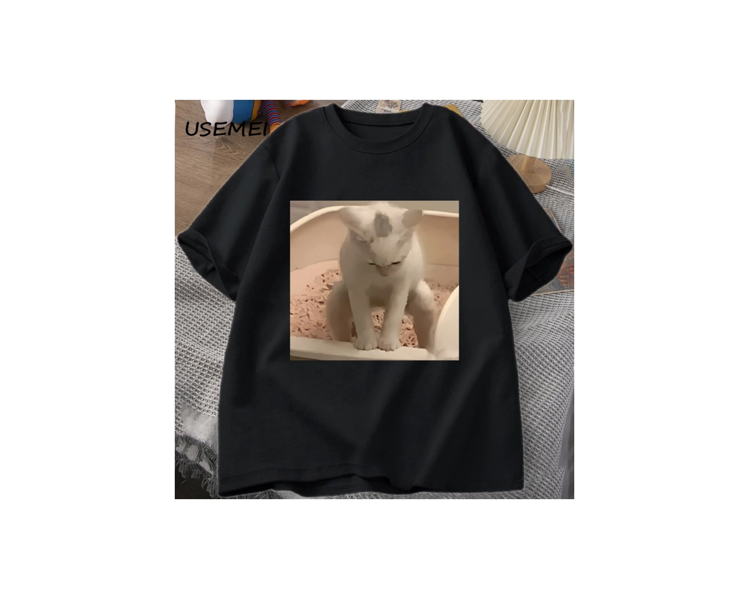Komik Kedi T-shirt erkek Kısa Kollu T-shirt Baskı Tshirt Erkekler için Giyim Vintage Giysiler 3034
