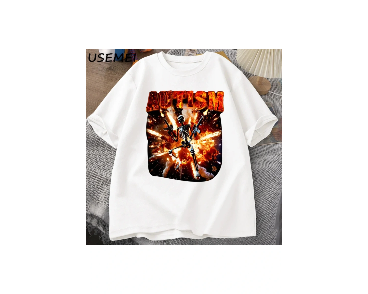 Komik Meme Tişörtleri Otistik İskelet T Shirt Kadın Erkek Sinirli T-shirt Moda Pamuk Ti 3056