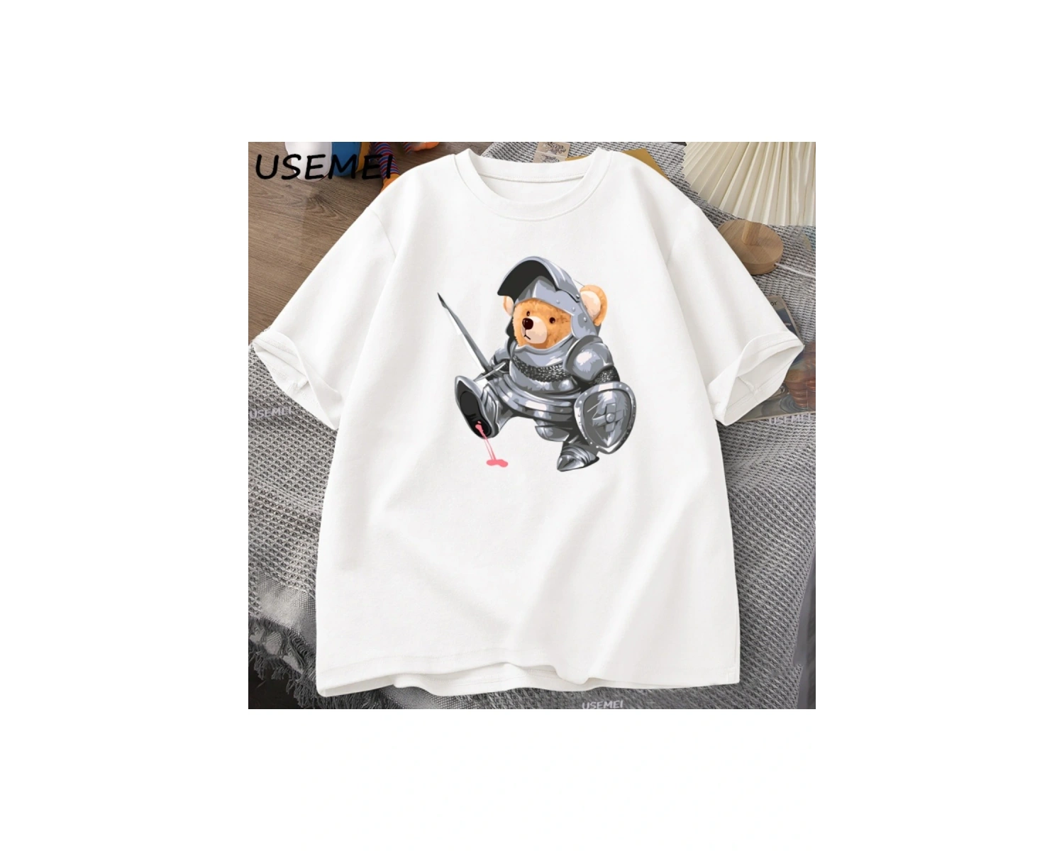 Komik Teddy Bear Grafik T Shirt Erkek Pamuk Kısa kollu tişört Kadın Giyim Baskı Moda Boy Tee 3084
