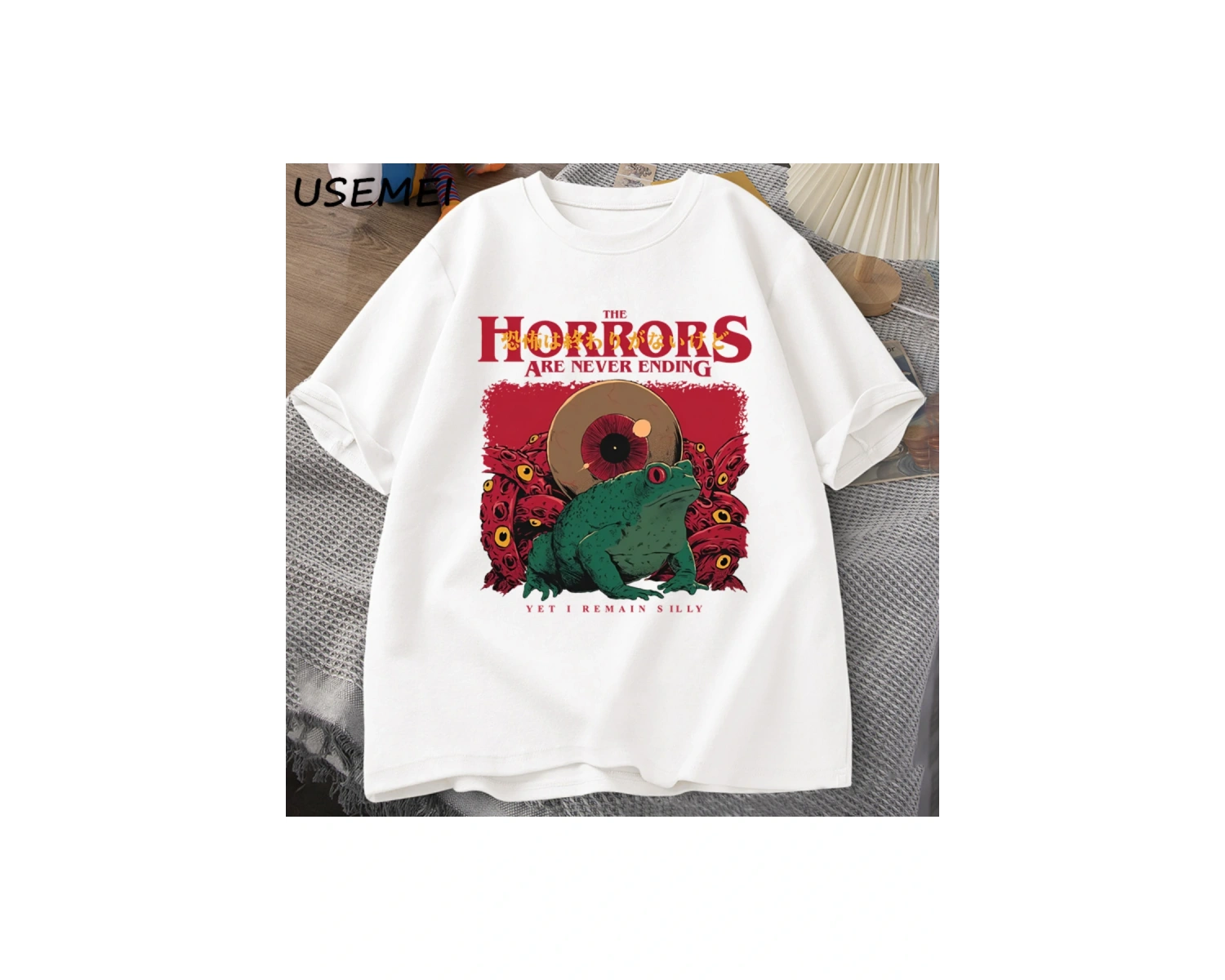 Korkular Asla Bitmeyen Kurbağa T-Shirt Aptal Kurbağa Korku Tshirt Komik Meme Grafik T Shirt V 2956