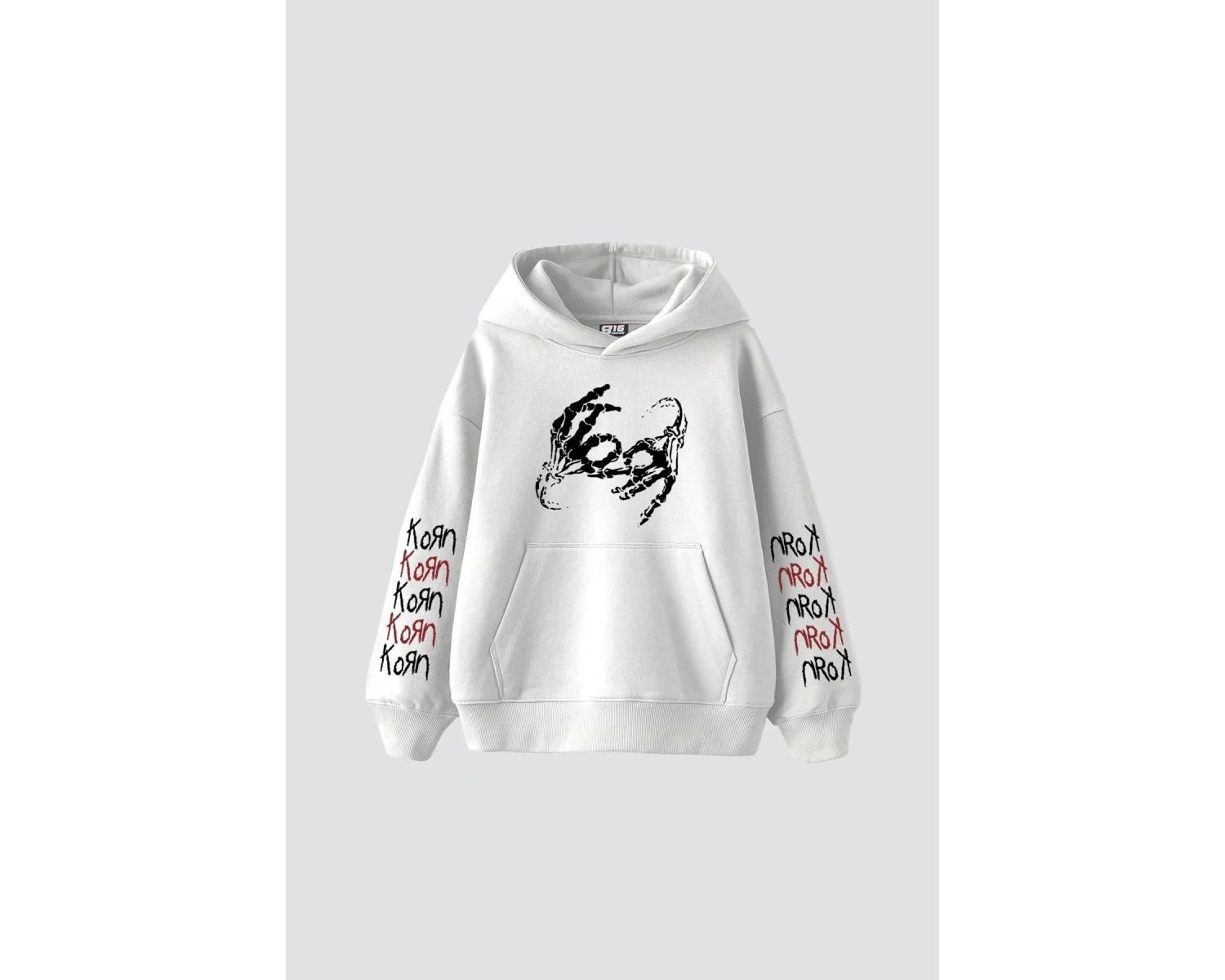 Korn Baskılı Oversize Unisex Beyaz