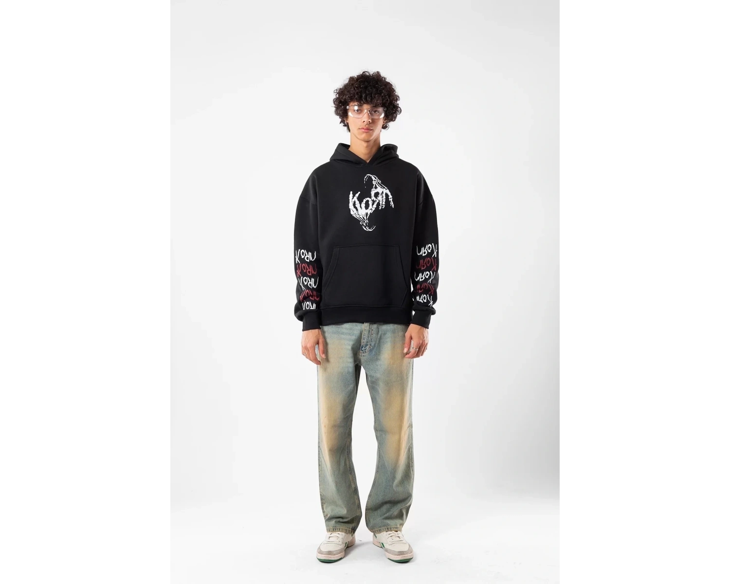 Korn Baskılı Oversize Unisex Beyaz