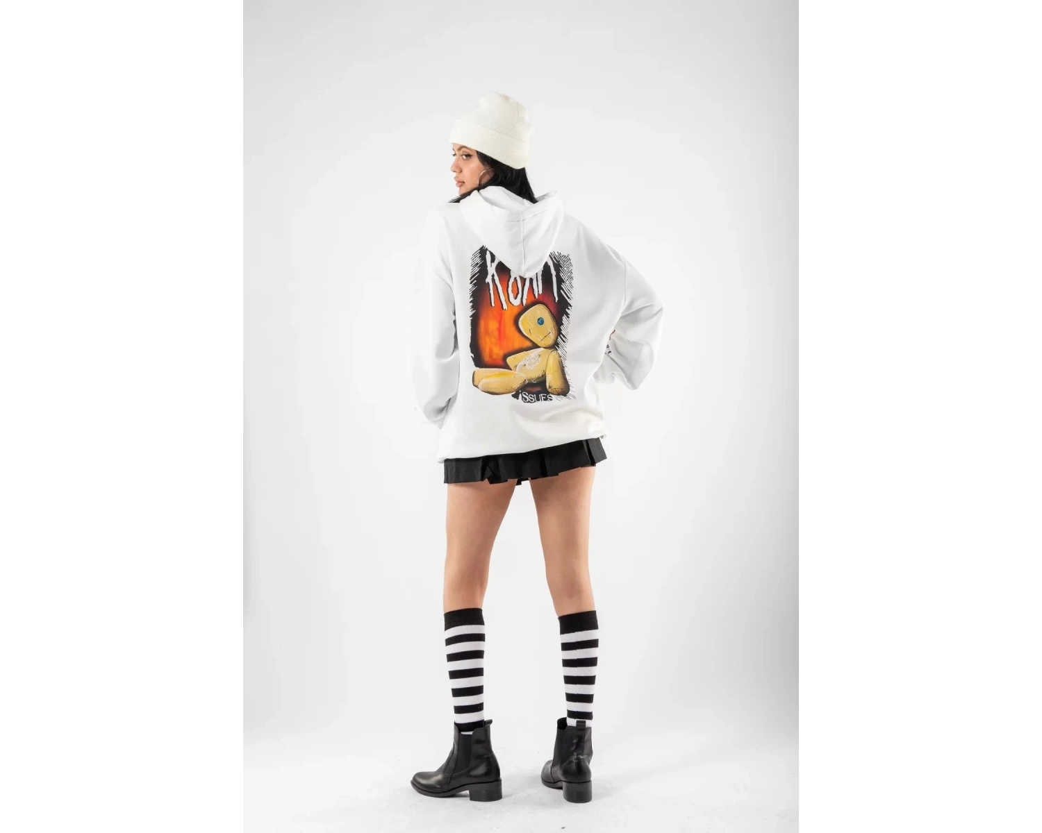 Korn Baskılı Oversize Unisex Beyaz