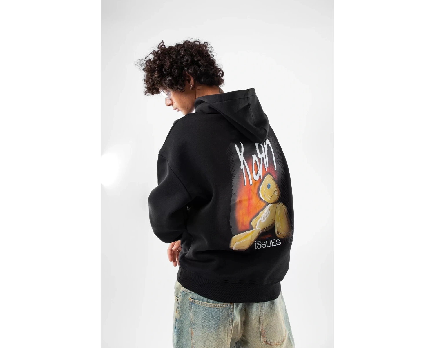 Korn Baskılı Oversize Unisex Beyaz