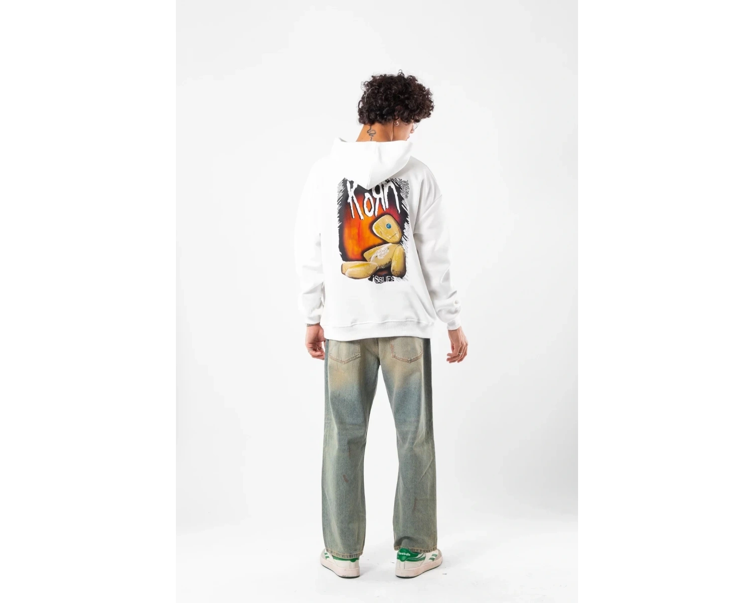 Korn Baskılı Oversize Unisex Beyaz