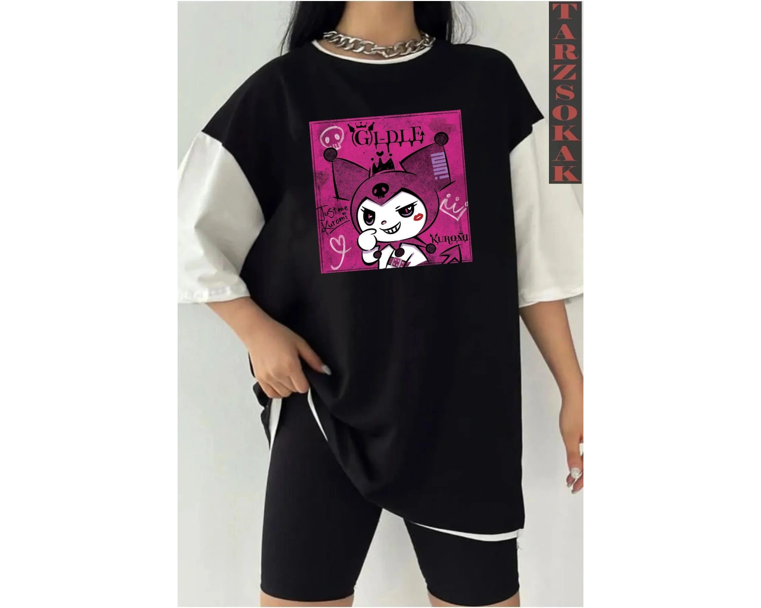 Kuromi Siyah Oversize Çift Renk