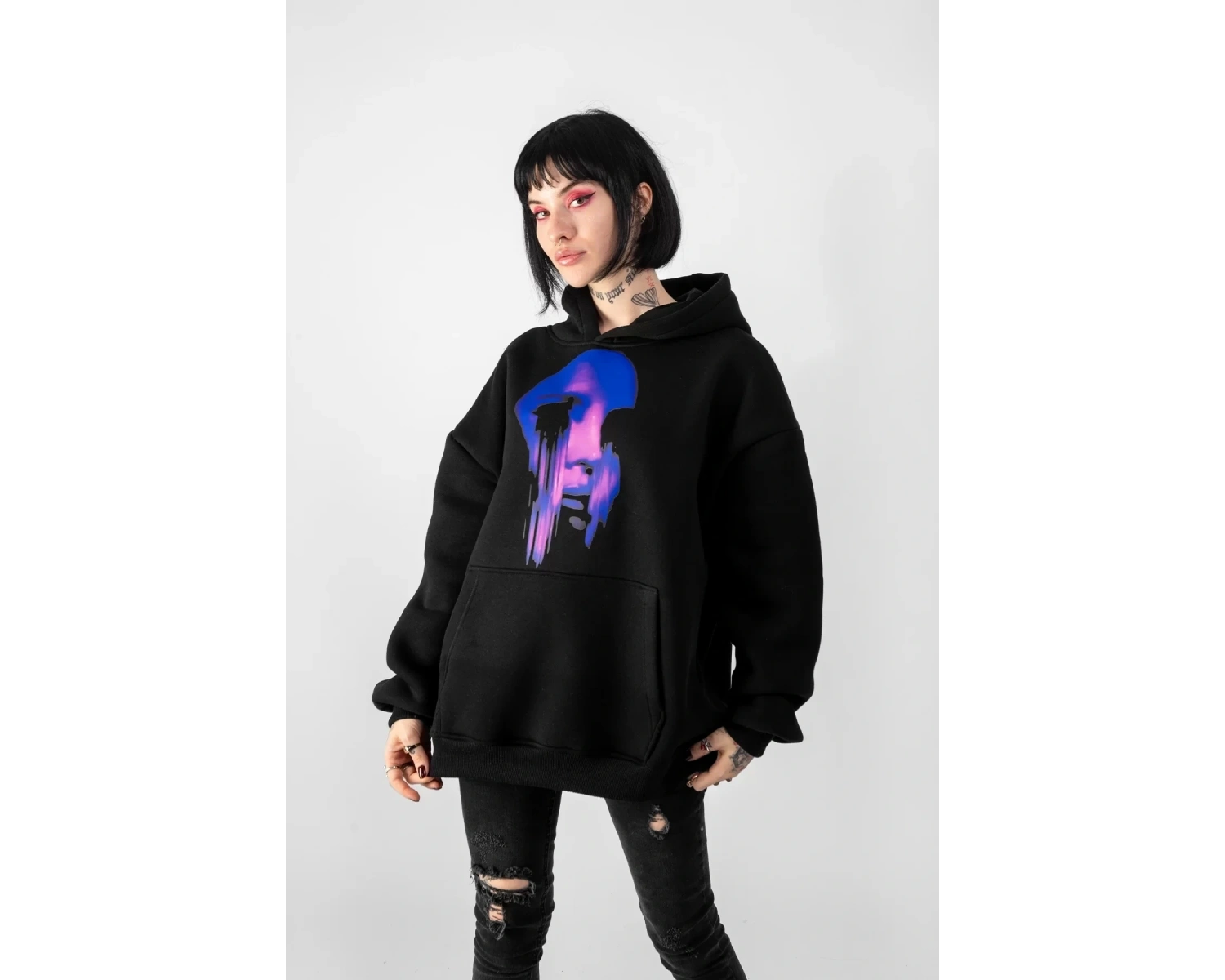 Lana Baskılı Oversize Unisex Siyah