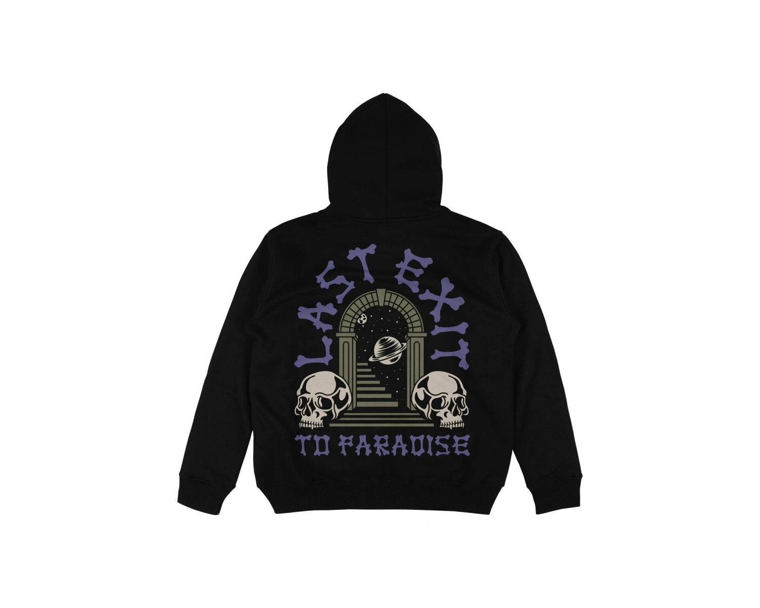 Last Exit Siyah Oversize Unisex Kapüşonlu Sweatshirt Hoodie