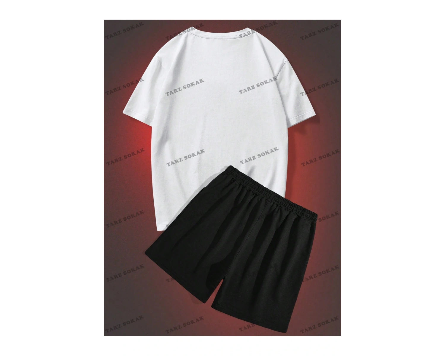 LEGND Erkek Oyun Kartı Baskılı Tişört ve İpli Bel Şort