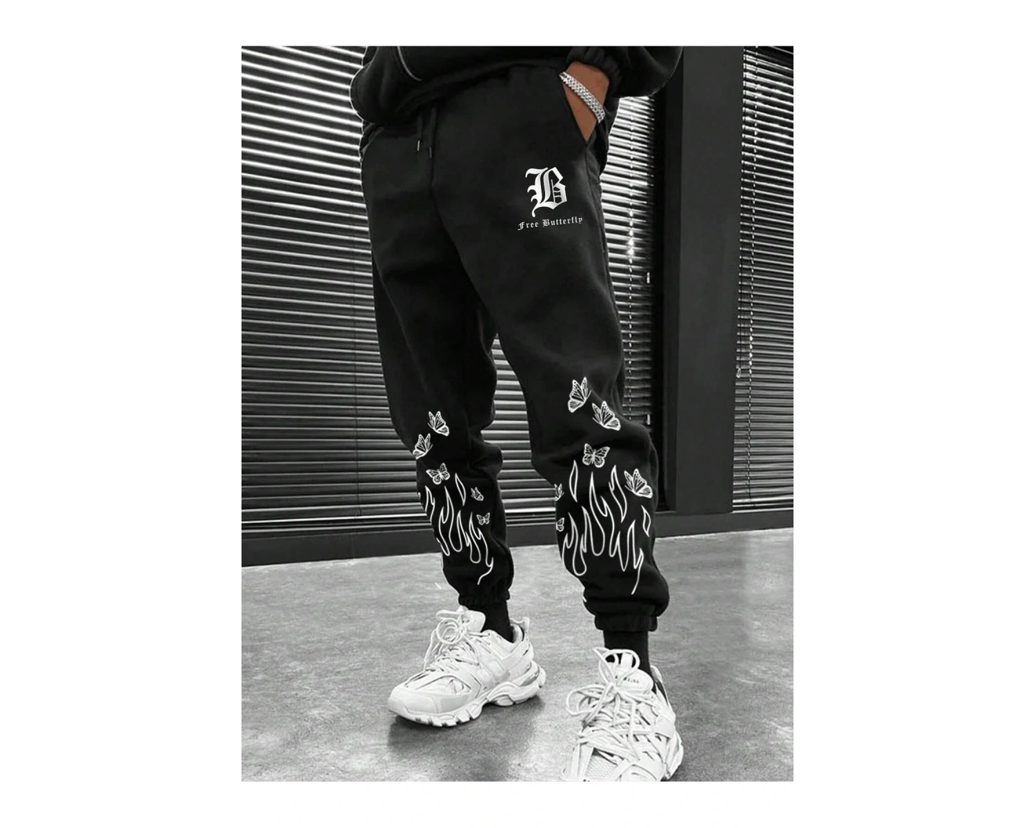 LEGND Fire & Letter Graphic Drawstring Waist Eşofman Altı