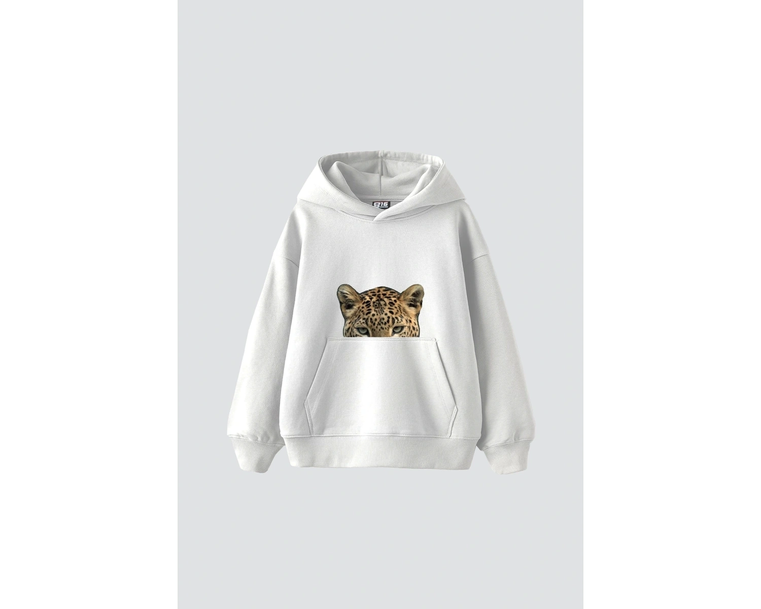 Leopar Eyes Baskılı Oversize Unisex Premium Beyaz