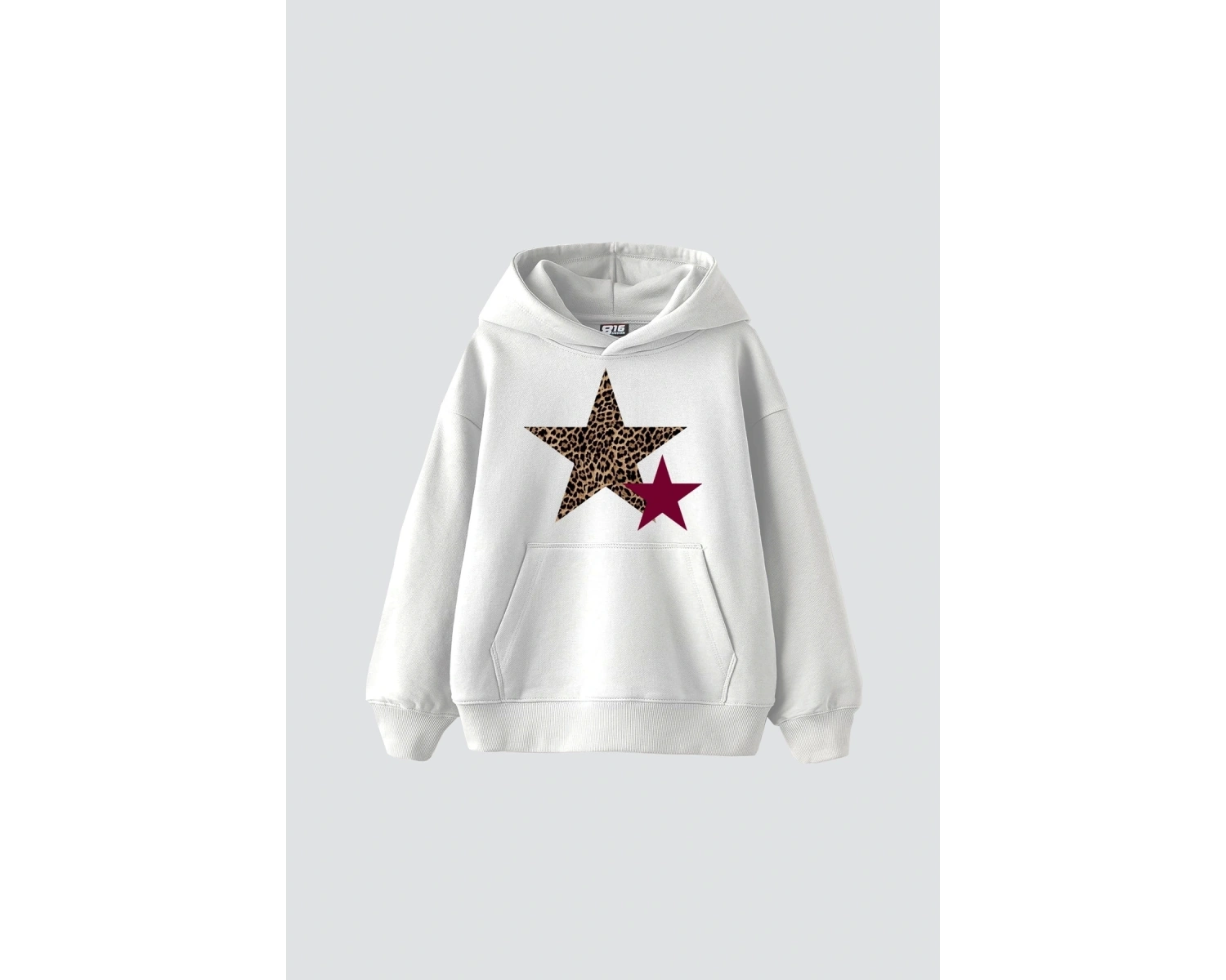 Leopar Starz Baskılı Oversize Unisex Beyaz