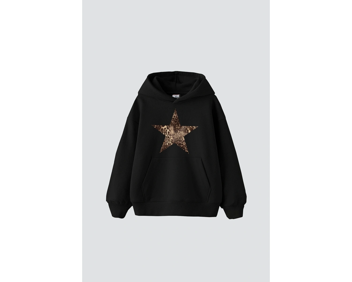 Leopar Starz Baskılı Oversize Unisex Premium Siyah
