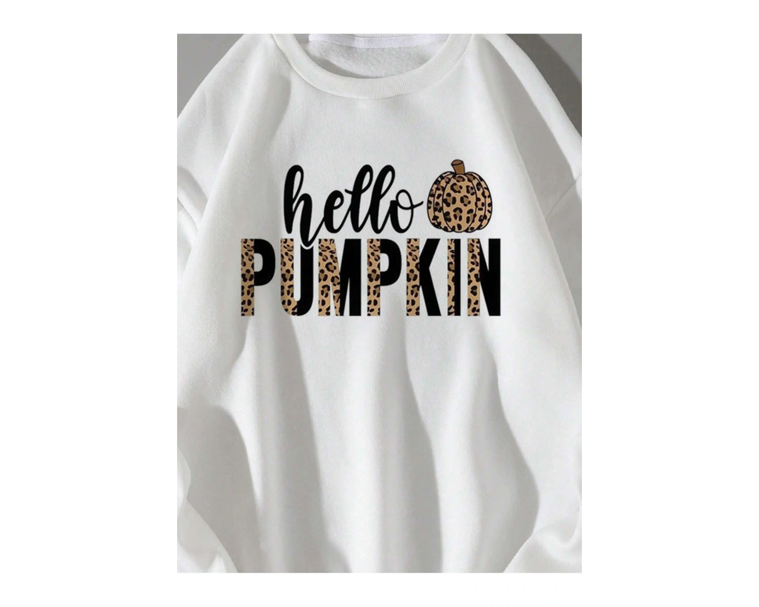 Leopard & Letter Graphic Pullover Sweatshirt Gri