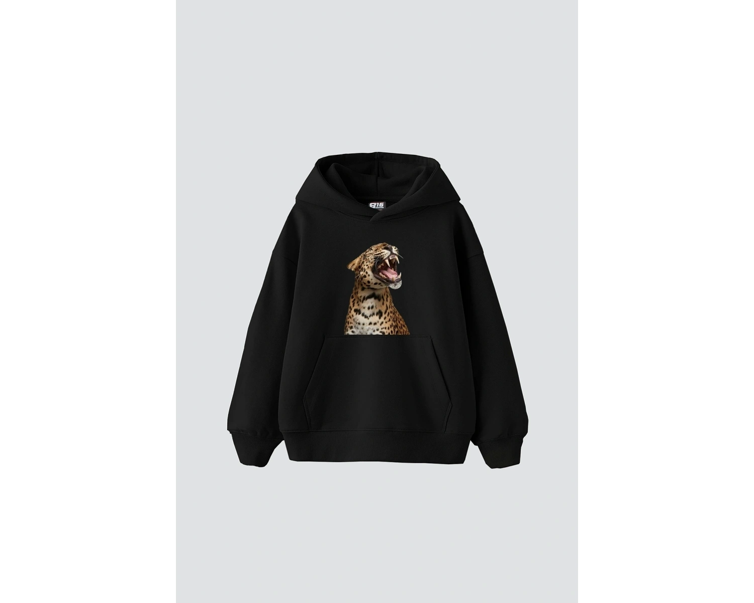 Leopard Siluet Baskılı Oversize Unisex Premium Beyaz