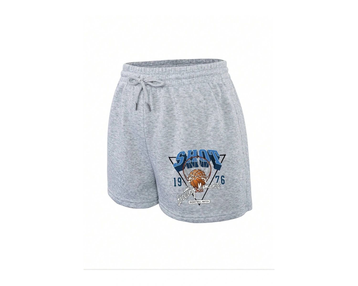 Letter & Basketball Print Drawstring Waist Şort