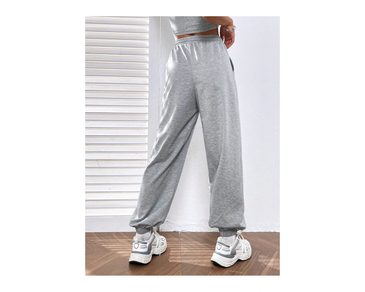 Letter & Butterfly Print Slant Pocket 4 Mevsim Eşofman