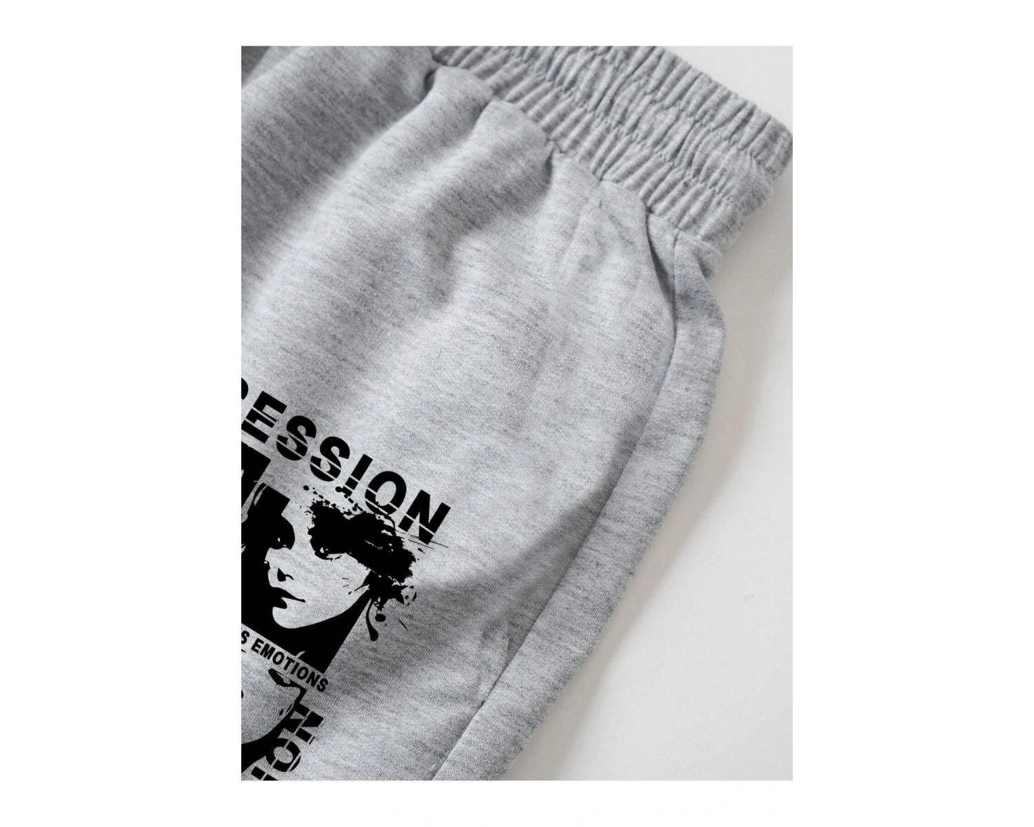 Letter Cartoon Graphic Drawstring Waist Track Şort