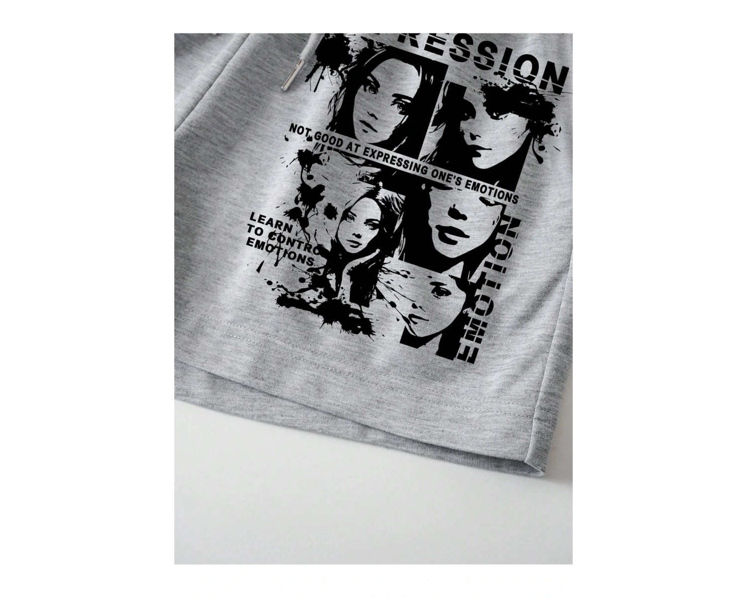 Letter Cartoon Graphic Drawstring Waist Track Şort