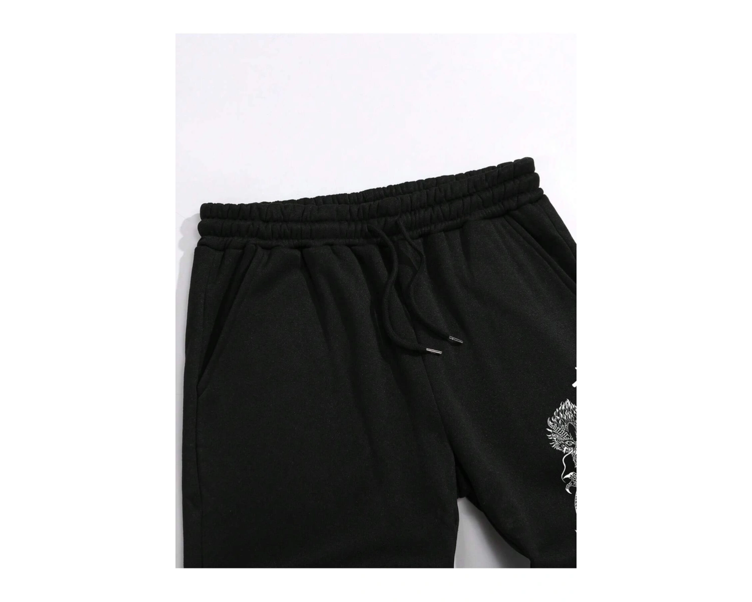 Letter & Fire Print Drawstring Waist Eşofman Altı