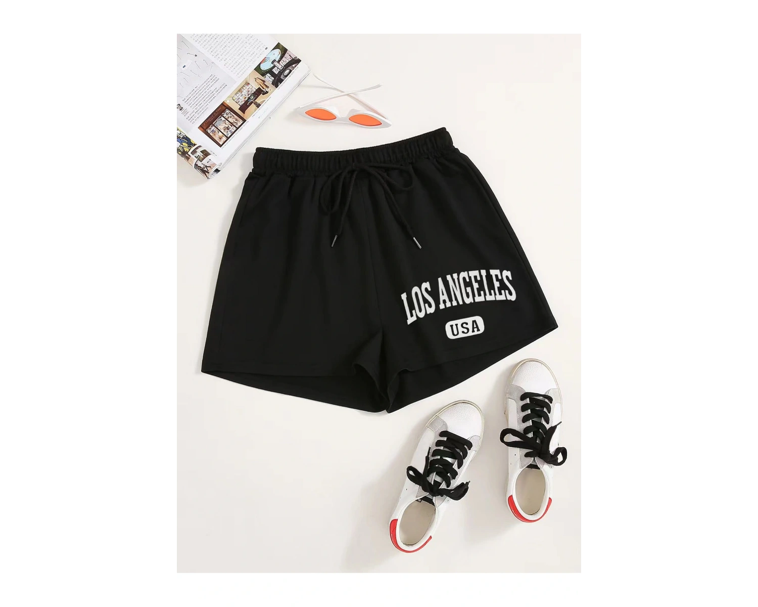 Letter Graphic Drawstring Şort