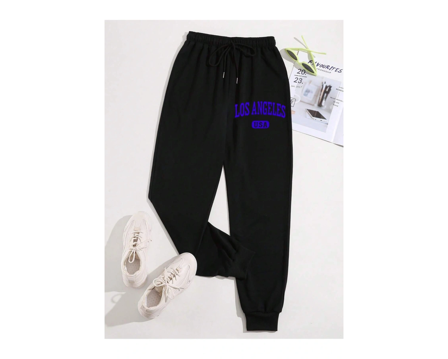 Letter Graphic Drawstring Waist 4 Mevsim Eşofman