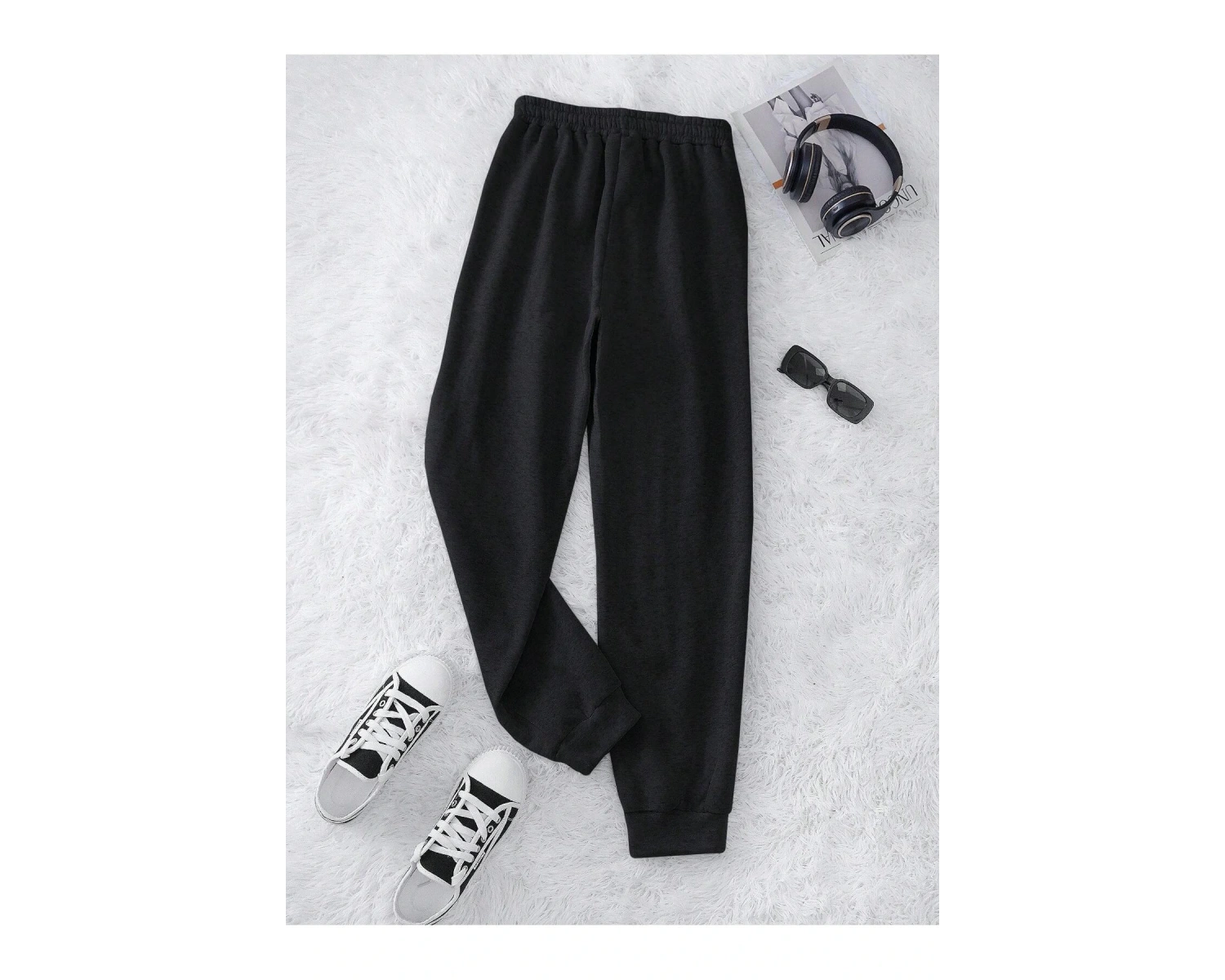 Letter Graphic Drawstring Waist 4 Mevsim Eşofman