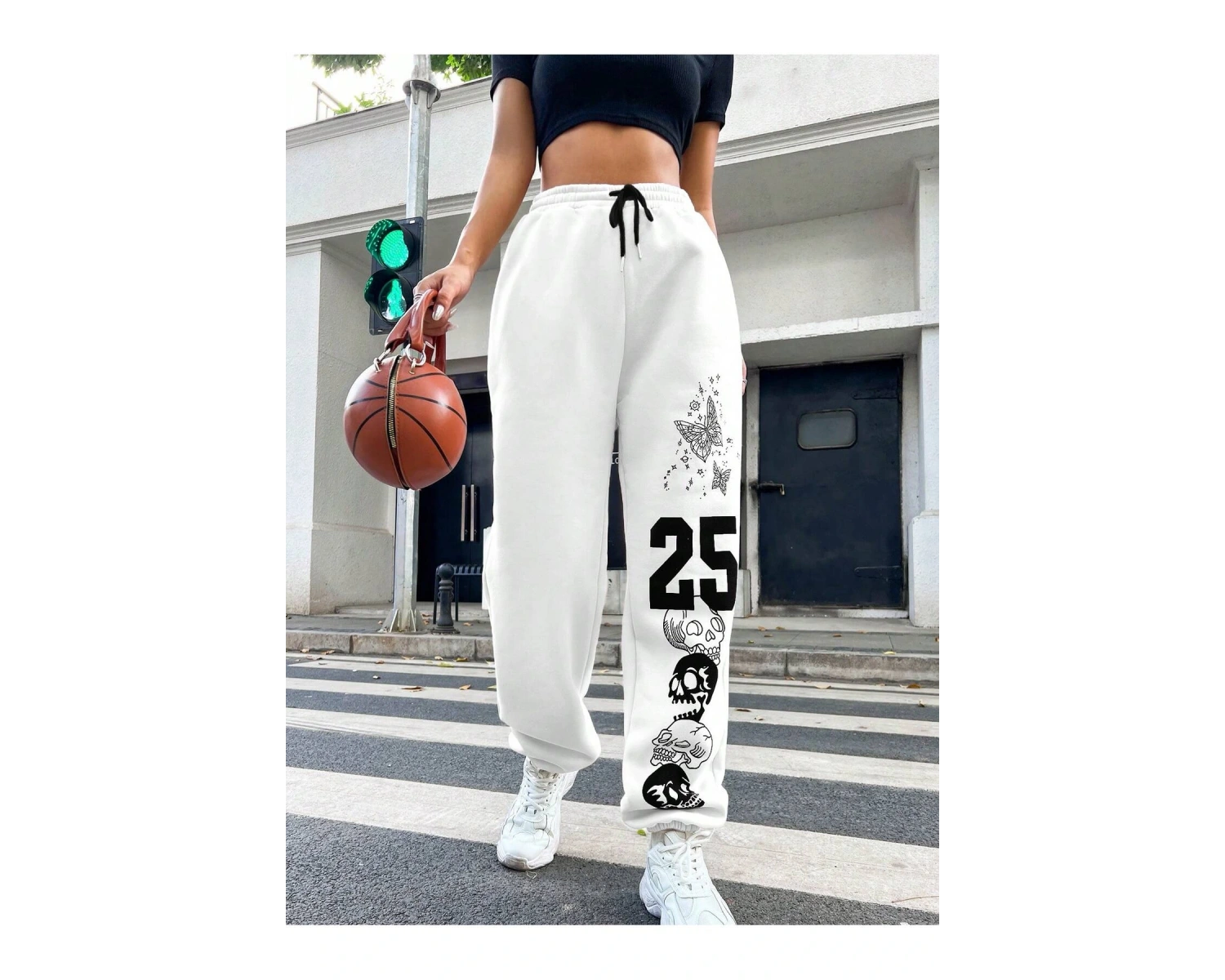 Letter Graphic Drawstring Waist 4 Mevsim Eşofman