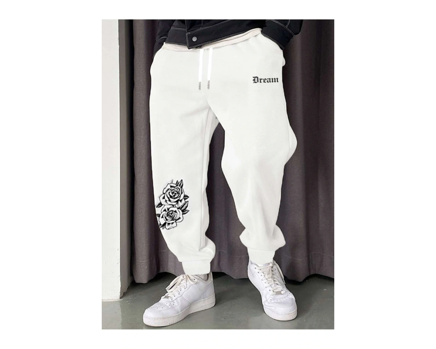 Letter Graphic Drawstring Waist Eşofman Altı