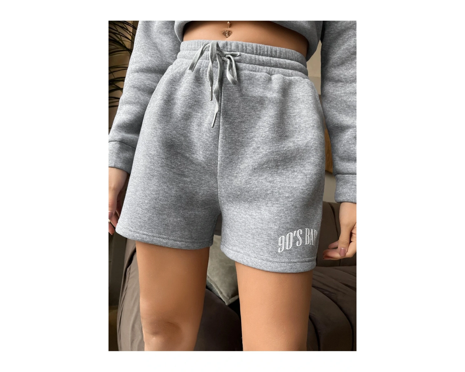 Letter Graphic Drawstring Waist Şort