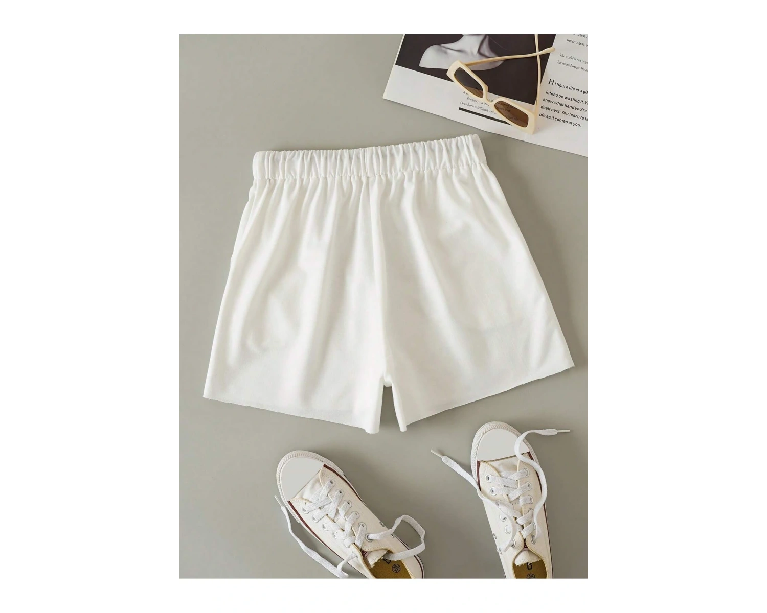 Letter Graphic Drawstring Waist Şort