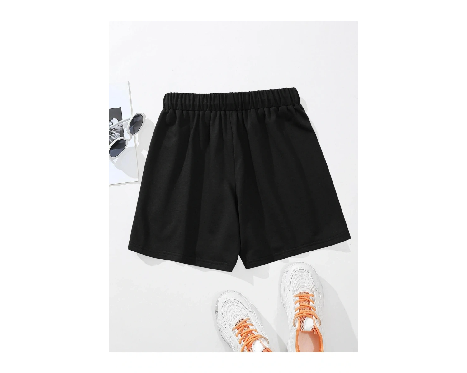 Letter Graphic Drawstring Waist Şort