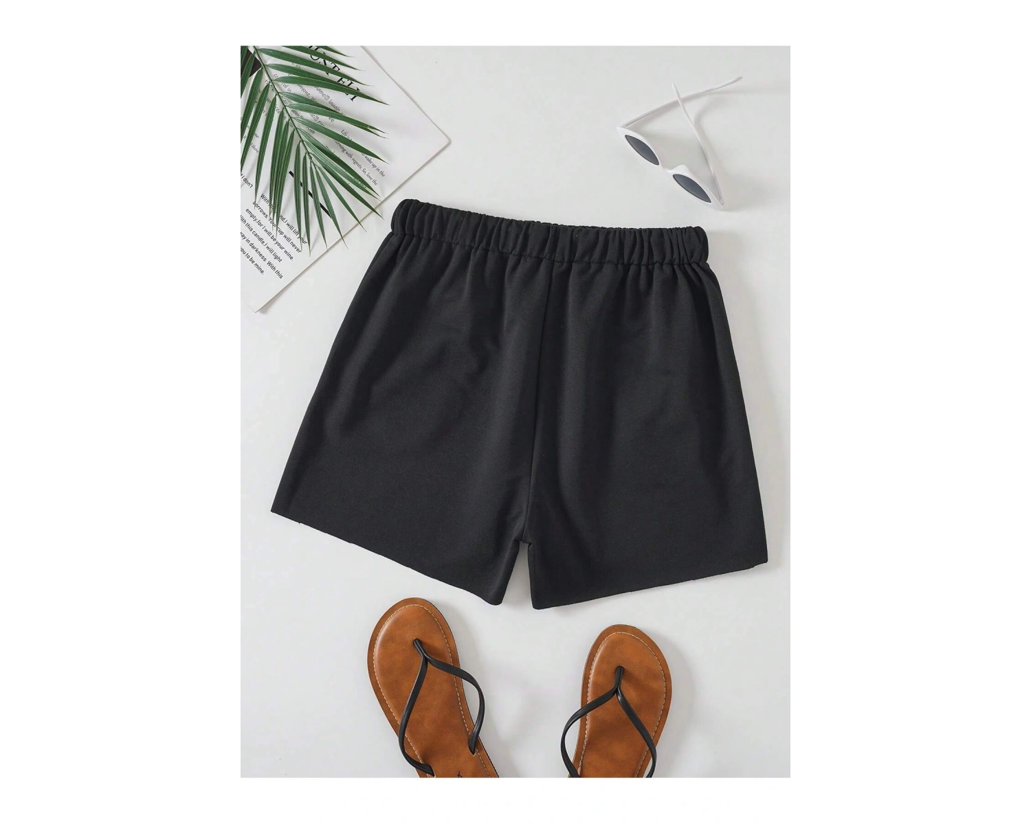 Letter Graphic Drawstring Waist Şort