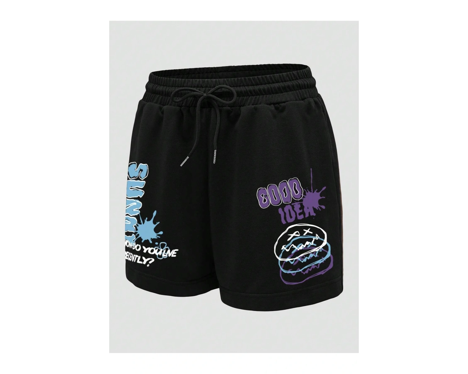 Letter Graphic Drawstring Waist Şort