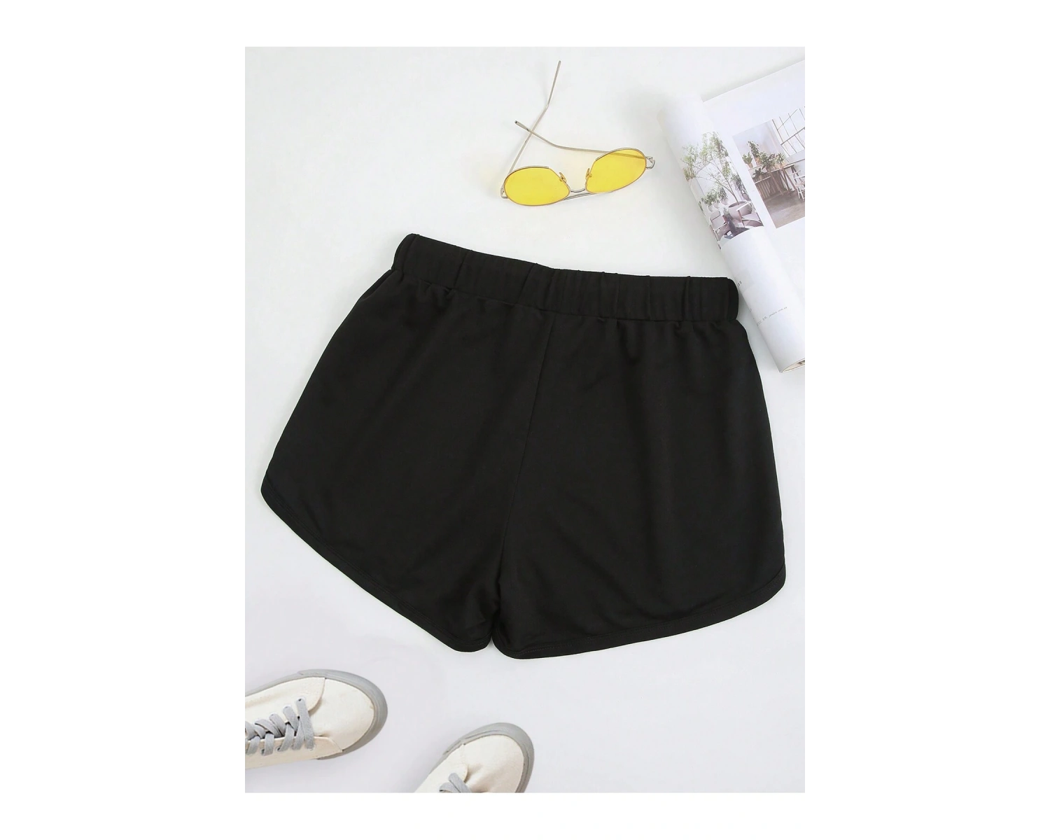 Letter Graphic Drawstring Waist Track Şort