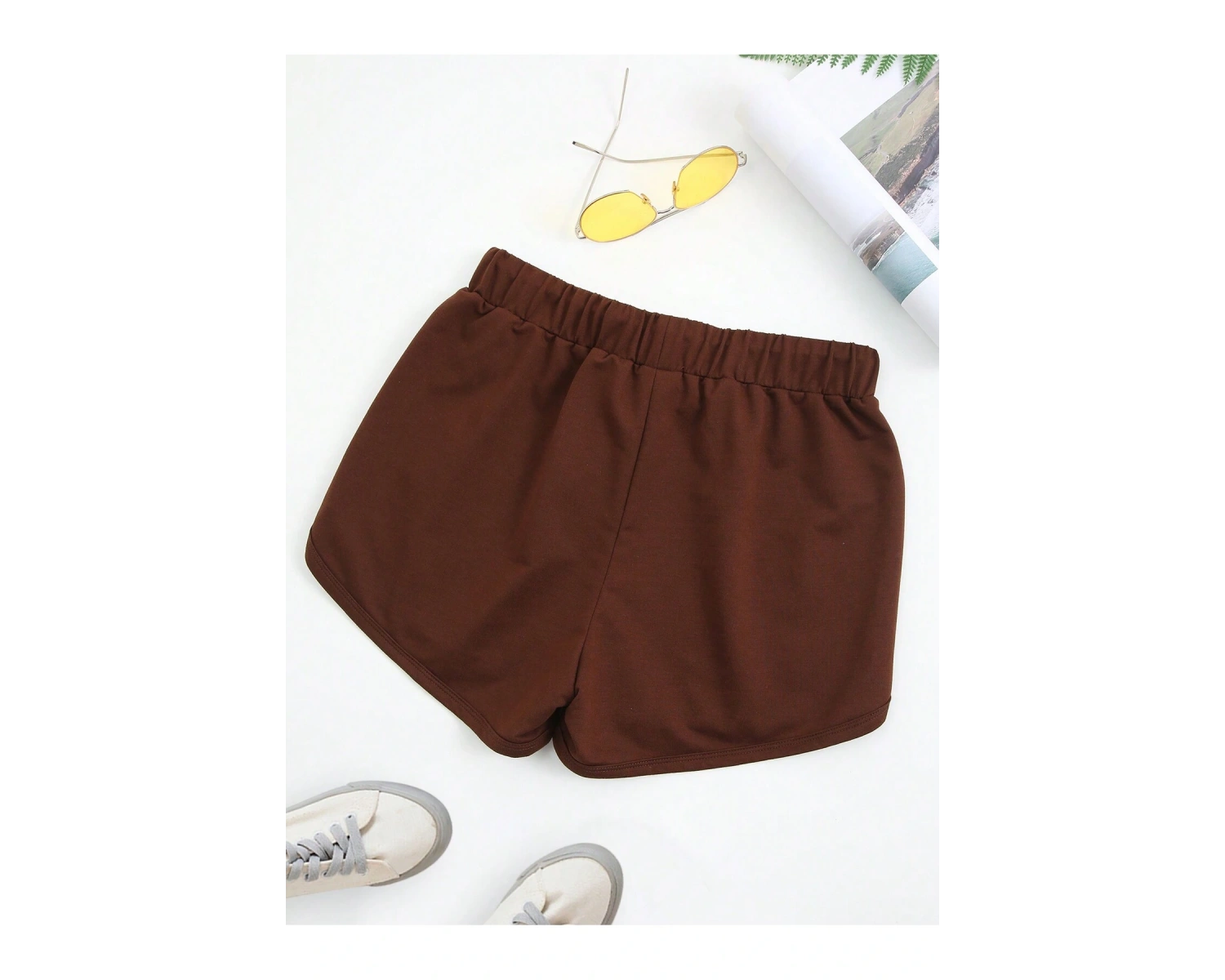 Letter Graphic Drawstring Waist Track Şort