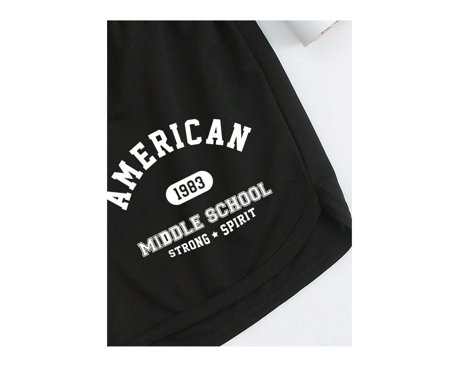 Letter Graphic Drawstring Waist Track Şort